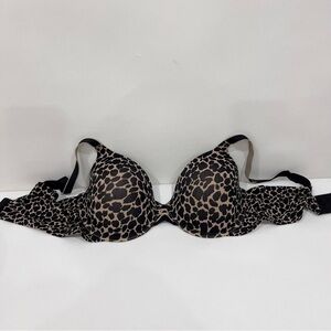 Warner's Size 38C Black and Tan Animal Print Bra Adjustable Straps Underwire